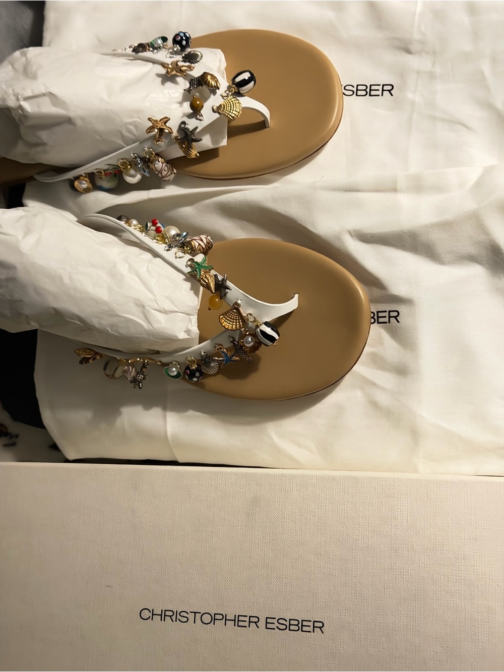 END OF SUMMER SALE! Christopher ESBER Memento Charm LADIES leather Sandals 8.5
